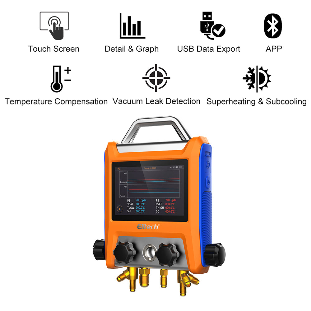 Elitech LMG-10 HVAC Digital Manifold Intelligent Large Display