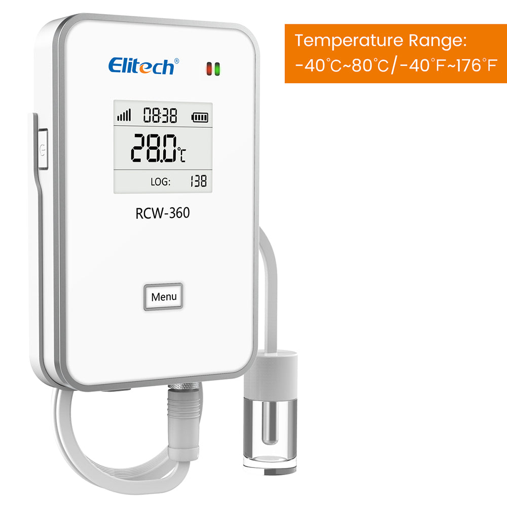 Elitech RCW-360WiFi GLE WiFi Digital Temperature Data Logger for Vaccine Storage w/ External Glycol Bottle Buffered Probe