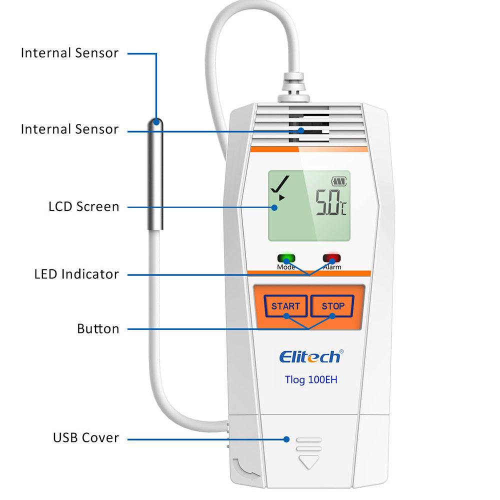 Elitech Tlog 100EH Reusable Temperature Humidity Data Logger -40°F to 185°F