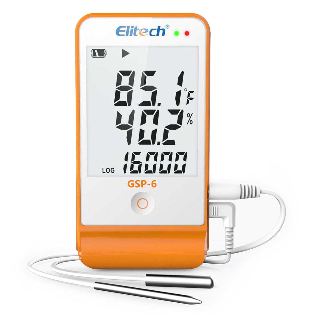 Elitech GSP-6G Digital Temperature and Humidity Data Logger with Detachable Buffered Probe with Calibration Certificate, Factory / 5 Pcs