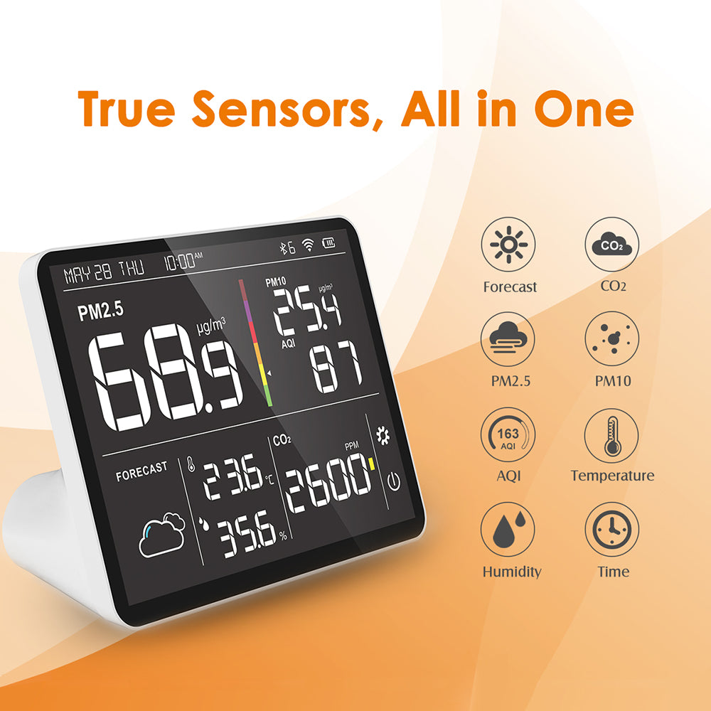 Temtop Air Station M100 Air Quality Monitor PM2.5 AQI CO2 Tester Wireless Forecast Station Colored LCD Display