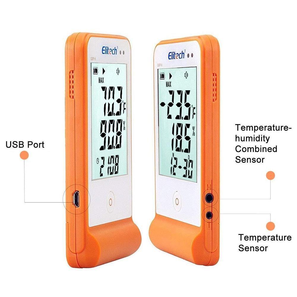 Elitech GSP-6G Traceable Temperature and Humidity Digital Data Loggers with Glycol Bottle Max/Min Value Display 2-Year Certificate Audio Alarm - Elitech Technology, Inc.
