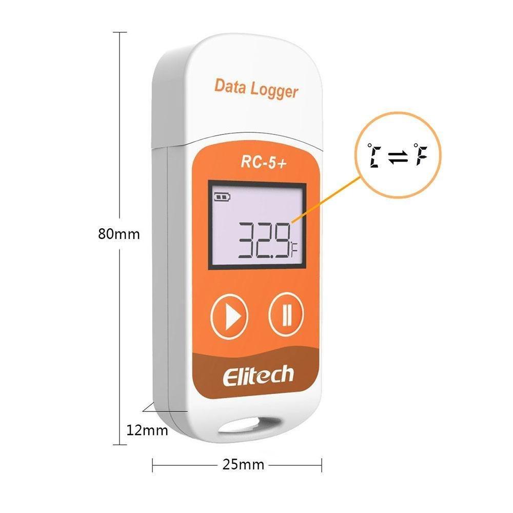 Elitech RC-5+ Temperature Data logger Auto-PDF Temperature Recorder USB Design with 32000 Points Reusable - Elitechustore