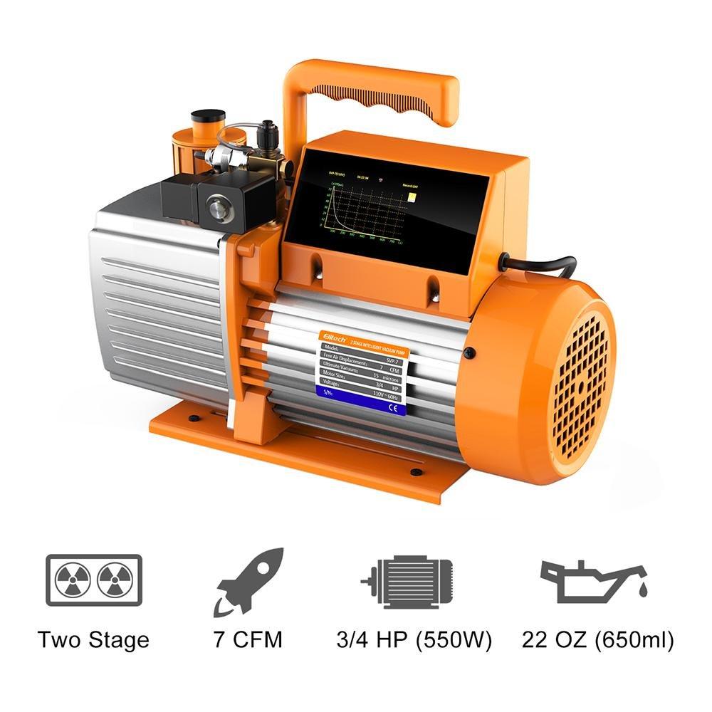 Elitech SVP-7 Vacuum Pump 7 CFM 2 Stage Intelligent HVAC LMC-100A Digital Electronic Refrigerant Charging Recovery Scale 220lbs/100kgs - Elitech Technology, Inc.