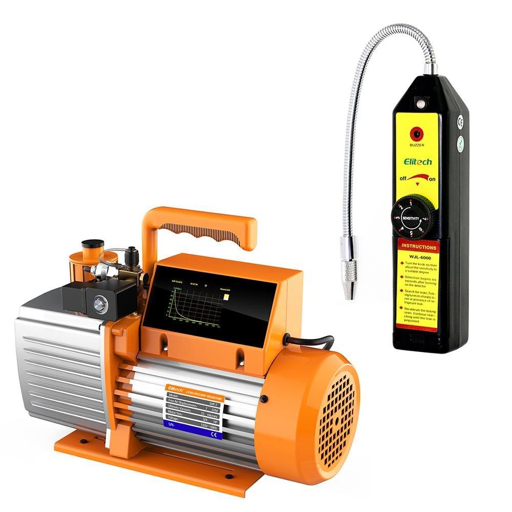 Elitech SVP-7 Vacuum Pump 7 CFM 2 Stage Intelligent HVAC WJL-6000 Freon Halogen Leak Detector - Elitech Technology, Inc.
