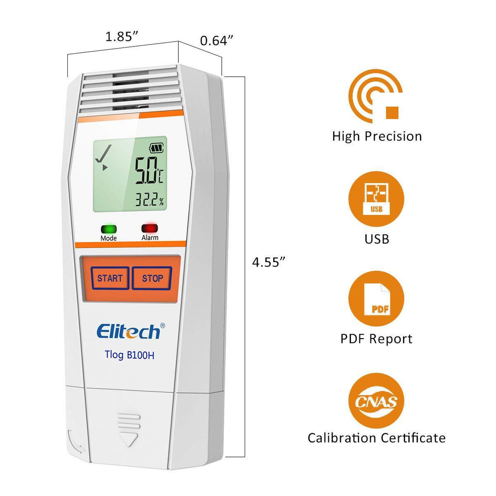 Elitech Tlog B100H Temperature and Humidity Data Logger Wireless Reusable Temperature Recorder PDF Report 32000 Points - Elitech Technology, Inc.