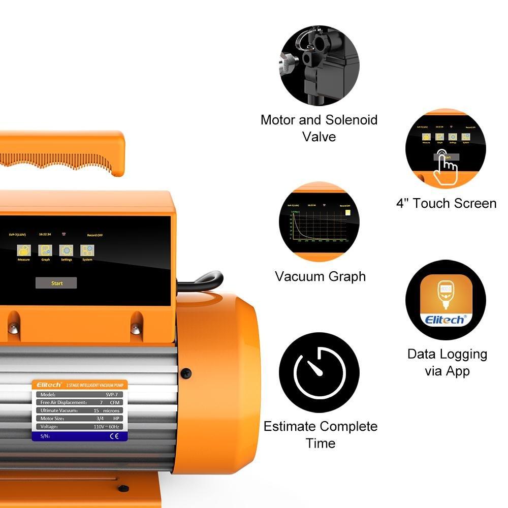 Elitech Vacuum Pump 2 Stage Intelligent HVAC Refrigerant Recharging, Touch Screen, Data Logging and Storage via App - Elitech Technology, Inc.