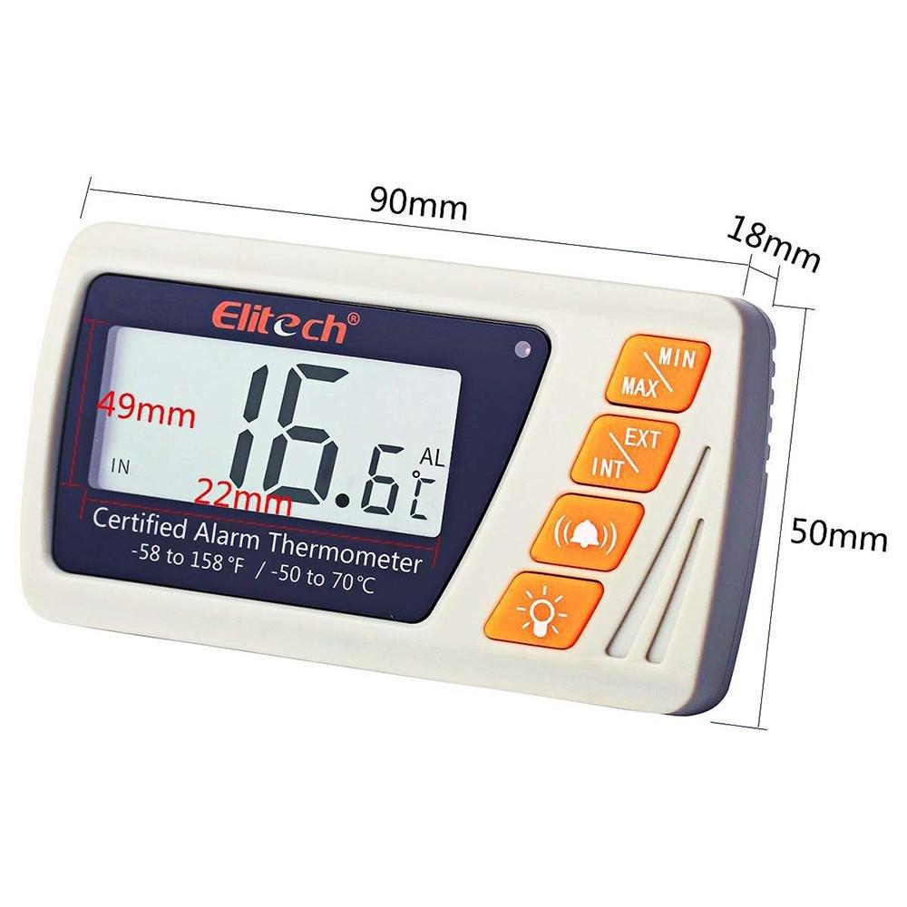 Elitech VT-10 Vaccine Thermometer with External Sensor Probe Refrigerator Freezer Thermometer for Incubator Cooler Pharmacy Audible Alarm - Elitech Technology, Inc.