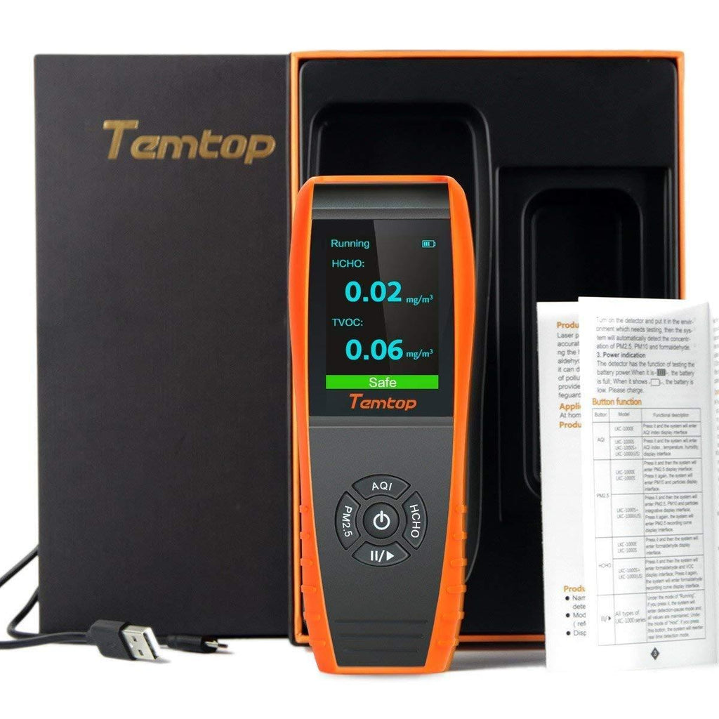 Temtop LKC-1000S+ 2nd Generation Professional Formaldehyde Monitor Detector with HCHOPM2.5PM10TVOC Accurate Testing Air Quality Detector Data Export - Elitech Technology, Inc.
