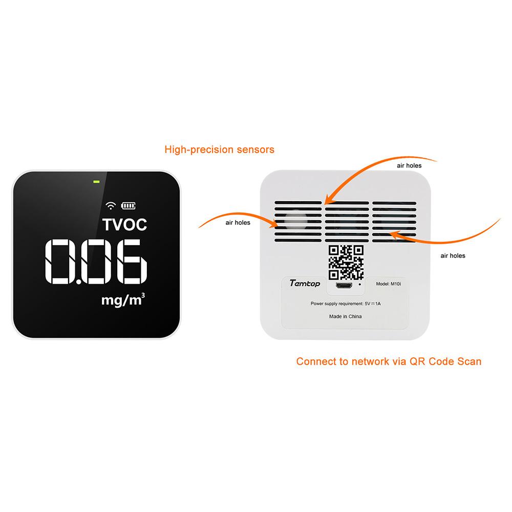 Temtop M10i Wireless Air Quality Monitor for PM2.5 HCHO TVOC AQI Professional Electrochemical Sensor Detector Real Time Display Data Exported - Elitechustore